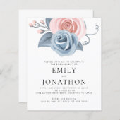Budget Moderne Blauwe Roze Florals Engagement Part (Voorkant / Achterkant)