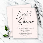 Budget Moderne Blush Pink Bridal Shower<br><div class="desc">De Moderne Minimale Nobelprijs van het Vrijgezellenfeest van de Vergroting van het PitRoze van de begroting Uitnodiging met onze chic handgeschreven typografie en uw douanedetails. Ideaal voor je affaire. **Ons BUDGET document is kleiner en delicater, maar toch mooi!** Voor een vergelijking van papiertypen kunt u hier onze video bekijken: https://youtu.be/G0F9Am5HPD4...</div>