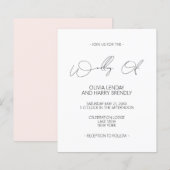 Budget Moderne Blush Pink White Wedding Invitation (Voorkant / Achterkant)