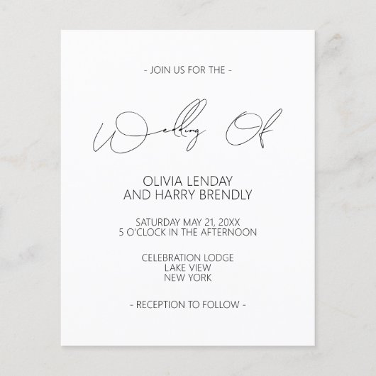 Budget Moderne Blush Pink White Wedding Invitation (Voorkant)