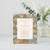 Budget moderne boho bloemengele trouwkaart uitnodi (Staand voorkant)