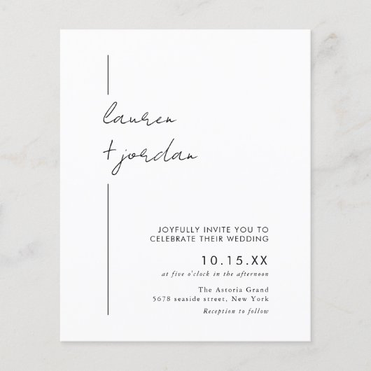 Budget Moderne Boho Eenvoudige foto bruiloft Flyer (Voorkant)