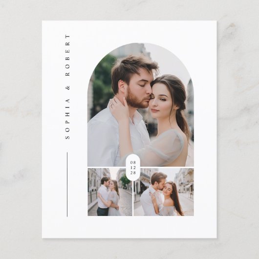 Budget Moderne Boho Fotocollage Huwelijksuitnodigi (Voorkant)