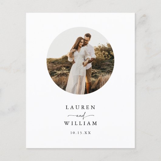 Budget Moderne Boho Ronde Foto Bruiloft Uitnodigin Flyer (Achterkant)