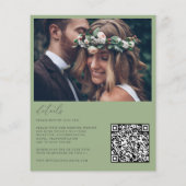 Budget Moderne Boho Sage Groene Foto Bruiloft Uitn (Achterkant)