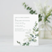 Budget Moderne Botanische Eucalyptus Wedding RSVP (Staand voorkant)