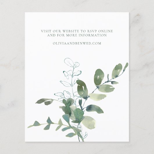 Budget Moderne Botanische Eucalyptus Wedding RSVP (Achterkant)