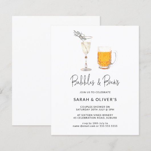 BUDGET Moderne bubbels & Brews Couples Shower (Voorkant / Achterkant)