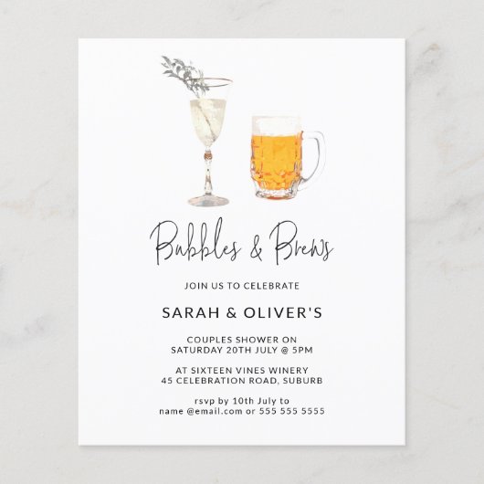 BUDGET Moderne bubbels & Brews Couples Shower (Voorkant)