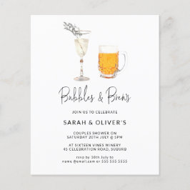 BUDGET Moderne Bubbles & Brews Koppel Bruiloft  Flyer