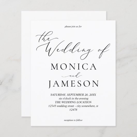 Budget Moderne Calligrafie V2 Wedding (Voorkant / Achterkant)