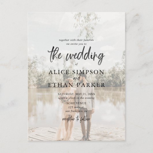 Budget Moderne Casual penseelscriptfoto's binnenge Uitnodiging Briefkaart (Voorkant)