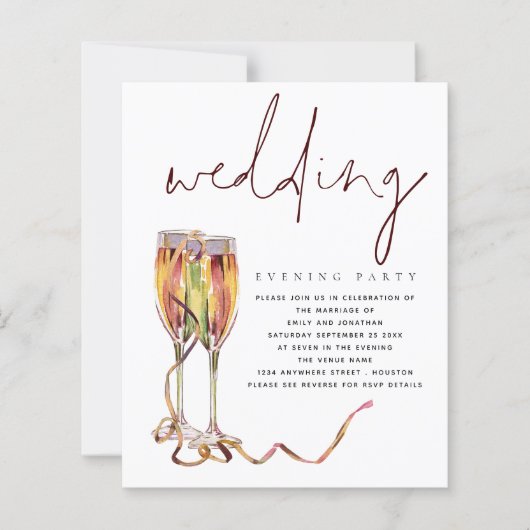 Budget Moderne Champagne Wedding Evening Party (Voorkant)