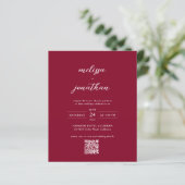 BUDGET Moderne Chic Bourgondië Foto QR Code Huweli (Staand voorkant)