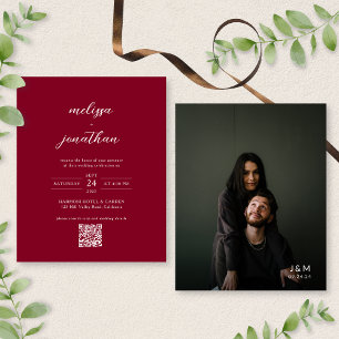 BUDGET Moderne Chic Bourgondië Foto QR Code Huweli