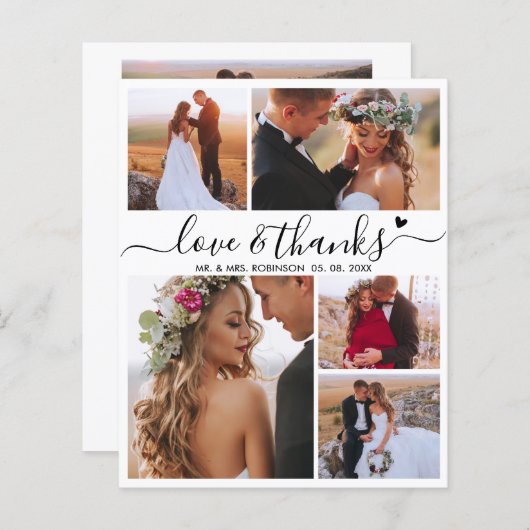 Budget Moderne Collage Bruiloft Dank u Kaart (Voorkant / Achterkant)