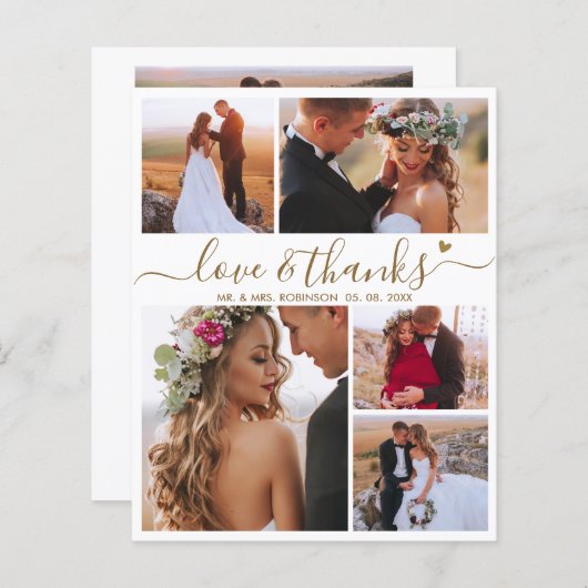 Budget Moderne Collage Bruiloft Dank u Kaart (Voorkant / Achterkant)