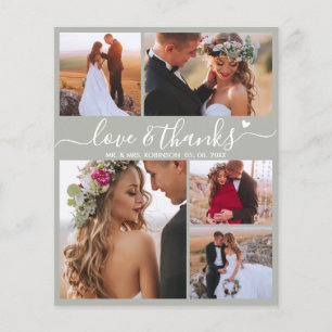 Budget Moderne Collage Groene Bruiloft Dank u Kaar