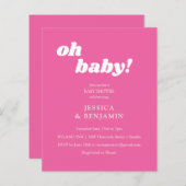 Budget Moderne Cute Hot Pink Baby shower Uitnodige (Voorkant / Achterkant)