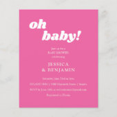 Budget Moderne Cute Hot Pink Baby shower Uitnodige (Voorkant)