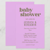Budget Moderne Cute Paars Green Baby shower nodigt (Voorkant / Achterkant)