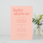 Budget Moderne Cute Perzik Baby Shower Foto Uitnod (Staand voorkant)