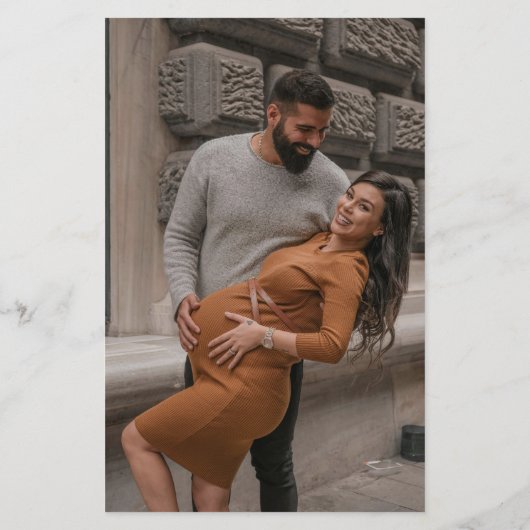 Budget Moderne Cute Perzik Baby Shower Foto Uitnod (Achterkant)