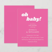 Budget moderne cute roze babyshower uitnodiging (Voorkant / Achterkant)