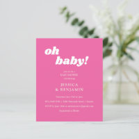 Budget moderne cute roze babyshower uitnodiging