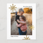 Budget Moderne Cute Snowflake Photo Holiday Card (Voorkant)