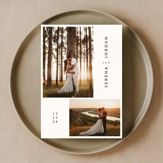 Budget Moderne Eenvoudige Boho Fotobruiloft Kaart