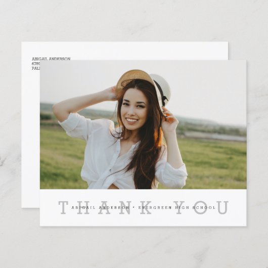 Budget Moderne Eenvoudige Foto Afstudeerder Dank u (Voorkant / Achterkant)