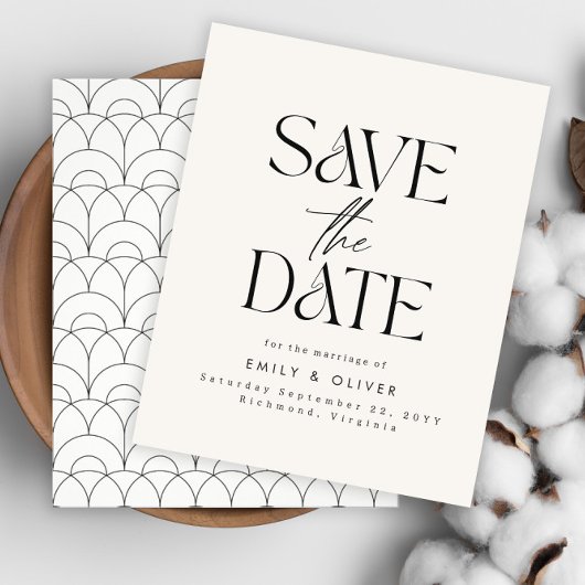 Budget Moderne eenvoudige trouwcrème zwarte elegan Flyer