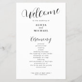 Budget moderne eenvoudige zwart wit bruiloft progr flyer (Voorkant)