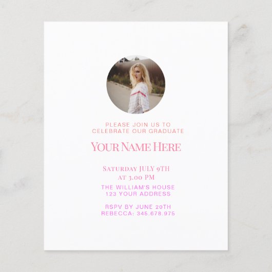 Budget Moderne Elegant Afstuderen Foto-uitnodiging Flyer (Achterkant)