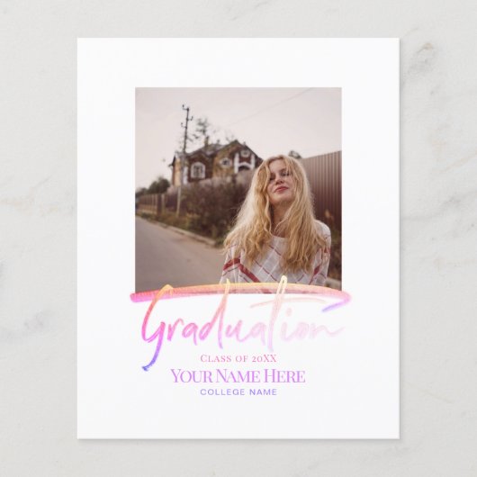 Budget Moderne Elegant Afstuderen Foto-uitnodiging Flyer (Voorkant)