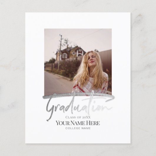 Budget Moderne Elegant Afstuderen Foto-uitnodiging Flyer (Voorkant)