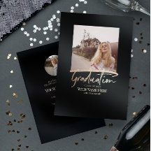 Budget Moderne Elegant Afstuderen Foto-uitnodiging