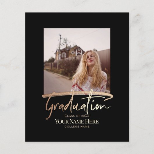 Budget Moderne Elegant Afstuderen Foto-uitnodiging Flyer (Voorkant)