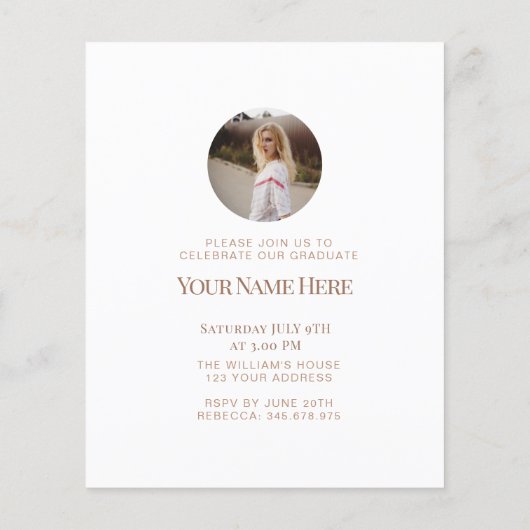 Budget Moderne Elegant Afstuderen Foto-uitnodiging Flyer (Achterkant)