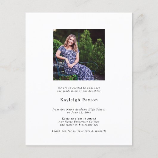 BUDGET Moderne Elegant Script Afstuderen Foto (Achterkant)