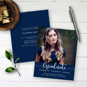 BUDGET Moderne Elegant Script Blue Afstuderen Foto