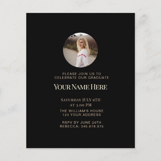 Budget Moderne Elegante Afstudeerfoto Uitnodiginge Flyer (Achterkant)
