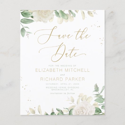 Budget Moderne Elegante Bloemen Bruiloft Save The  (Voorkant)