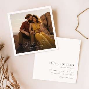 Budget Moderne Elegante Foto Plein Huwelijk Save The Date