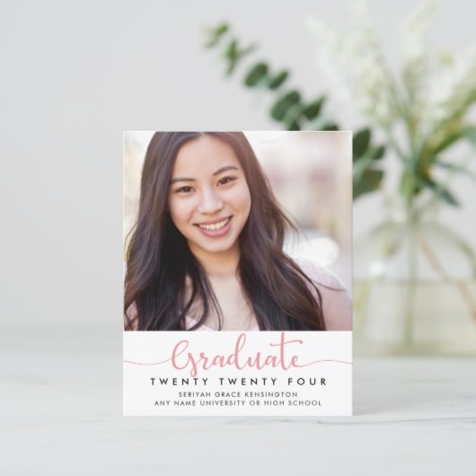 BUDGET Moderne, elegante roze Afstuderen Foto (Staand voorkant)