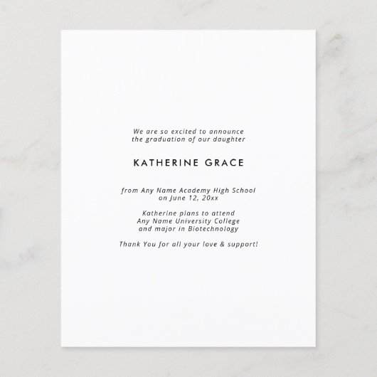 BUDGET Moderne, elegante roze Afstuderen Foto (Achterkant)