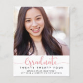 BUDGET Moderne, elegante roze Afstuderen Foto (Voorkant)