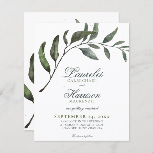 BUDGET Moderne Eucalyptus Branch Wedding (Voorkant / Achterkant)