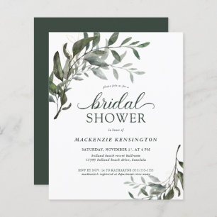 BUDGET Moderne Eucalyptus Bridal Shower Uitnodigin